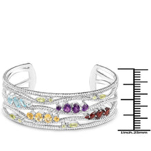 将图片加载到图库查看器,4.82 Carat Genuine Multi Stones .925 Sterling Silver Cuff Bangle
