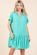 Load image into Gallery viewer, New Summer Linen Blend Button Down Shirt Mini Dress For Women β Fluttering, Casual, Timeless and Versatile Wardrobe Staple