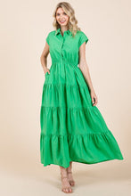 Load image into Gallery viewer, New Button Up Collared Tiered Maxi Shirt Dress For Women โ Fluttering, Elegant, Trendy and Versatile for Any Occasion