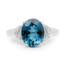Load image into Gallery viewer, 4.26 Carat Genuine London Blue Topaz & White Topaz .925 Sterling Silver Ring