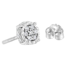 Load image into Gallery viewer, .925 Sterling Silver 1/3 cttw Round-cut Diamond Floral Stud Earring (I-J Clarity, I3 Color)