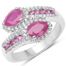 将图片加载到图库查看器,2.43 Carat Glass Filled Ruby and White Topaz Sterling Silver Ring
