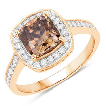 Load image into Gallery viewer, IGI Certified 2.19 Carat Genuine Brown Diamond Center and 0.36cttw White Diamond 18K Yellow Gold Ring (2.55cttw)