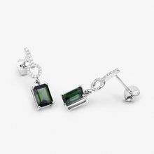 Load image into Gallery viewer, 2.28 Carat Genuine Green Tourmaline and White Diamond 14K White Gold Earrings