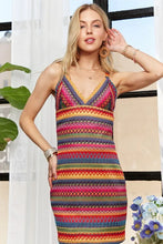 Load image into Gallery viewer, Contrast Striped V-Neck Mini Dress – Bold & Trendy Striped Dress with Flattering V-Neckline and Playful Mini Length for Casual Summer Style