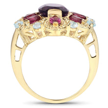 Load image into Gallery viewer, 6.80 Carat Genuine Amethyst, Rhodolite and Blue Topaz .925 Sterling Silver Ring