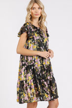 Load image into Gallery viewer, New Summer Flower Print Round Neck Flutter Sleeve Tiered Dress For Women – Feminine, Trendy, Romantic & Flattering Design