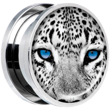 Load image into Gallery viewer, Black White Leopard Eyes Steel Screw Fit Plug Set 18mm