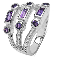 Load image into Gallery viewer, 0.87 Carat Genuine Amethyst & White Topaz .925 Sterling Silver Ring