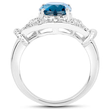 Load image into Gallery viewer, 3.26 Carat Genuine London Blue Topaz & White Diamond .925 Sterling Silver Ring