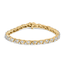 将图片加载到图库查看器,14K Yellow Gold 4.00 Cttw Diamond Triangle Link Tennis Bracelet (H-I Color, I1-I2 Clarity) - 7" Inches