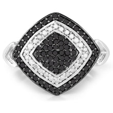 Load image into Gallery viewer, 0.56 Carat Genuine White Diamond and Black Diamond .925 Sterling Silver Ring