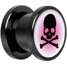 将图片加载到图库查看器,Pink Black Skull Black Anodized Screw Fit Plug Set 00G