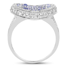 将图片加载到图库查看器,1.81 Carat Genuine Tanzanite and White Topaz .925 Sterling Silver Ring