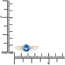 Load image into Gallery viewer, 1.08 Carat Genuine Blue Sapphire and White Diamond 14K Yellow Gold Ring
