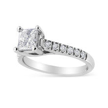 Load image into Gallery viewer, 14K White Gold 1 1/5 Cttw 4-Prong Set Princess Diamond Classic Engagement Ring (I1-I2 Color, H-I Clarity) Ring Size 7