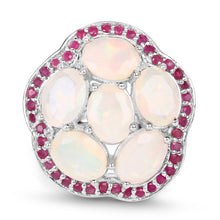 将图片加载到图库查看器,4.66 Carat Genuine Ethiopian Opal and Ruby .925 Sterling Silver Ring