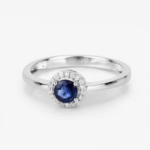 将图片加载到图库查看器,0.52 Carat Genuine Blue Sapphire and White Diamond 14K White Gold Ring