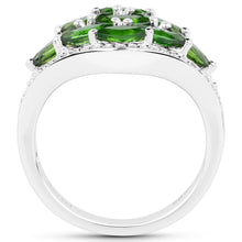 Load image into Gallery viewer, 2.37 Carat Genuine Chrome Diopside and White Diamond .925 Sterling Silver Ring
