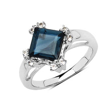 Load image into Gallery viewer, 1.99 Carat Genuine London Blue Topaz & White Topaz .925 Sterling Silver Ring