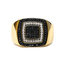 Load image into Gallery viewer, Men's 10K Yellow Gold 3/4 Cttw White and Black Treated Diamond Ring Band (Black / I-J Color, I2-I3 Clarity) - Size 10