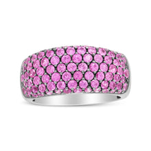 Load image into Gallery viewer, 18K White Gold and Black Rhodium Multi Row Pink Sapphire Classic Band Ring - Ring Size 6.5