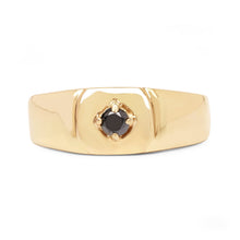 Load image into Gallery viewer, 14K Yellow Gold Plated 0.20 Carat Genuine Black Diamond .925 Sterling Silver Ring