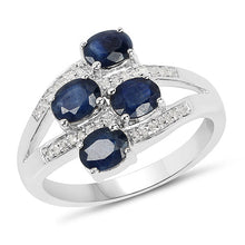Load image into Gallery viewer, 1.61 Carat Genuine Blue Sapphire and White Diamond .925 Sterling Silver Ring