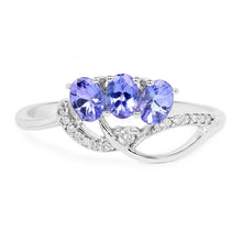 Load image into Gallery viewer, 0.56 Carat Genuine Tanzanite and White Diamond 14K White Gold Ring