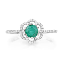 将图片加载到图库查看器,0.55 Carat Genuine Zambian Emerald and White Diamond 14K White Gold Ring