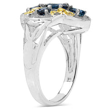 Load image into Gallery viewer, Two Tone Plated 1.45 Carat Genuine London Blue Topaz .925 Sterling Silver Ring