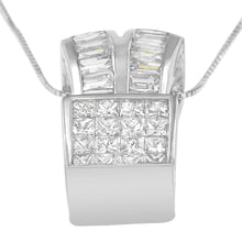 Load image into Gallery viewer, 14K White Gold 1 5/8 cttw Princess and Baguette Cut Diamond Heart Ribbon Pendant Necklace (G-H, VS1-VS2)