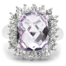 Load image into Gallery viewer, 5.55 Carat Genuine Pink Amethyst and White Topaz .925 Sterling Silver Ring