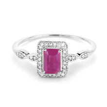 Load image into Gallery viewer, 0.75 Carat Genuine Ruby and White Diamond 14K White Gold Ring