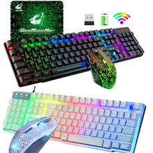 Load image into Gallery viewer, T6 Gaming Keyboard & Mouse Set Rainbow Backlight Platinum