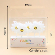 Load image into Gallery viewer, Cake Topper Bear Candles Cartoon Smiley Face Birthday Insert Creative Party Cake Handmade Smiley Daisy Flower Cake Toppers For Birthday Party