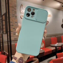 Load image into Gallery viewer, Camera Protection Case With Sliding Camera Cover Protective Design Soft Edges Protective Cover Camera Lens Protection Solid Phone Case For iPhone 13 14 12 Pro Max Mini Candy Color Cover For iphone
