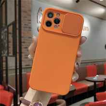 Load image into Gallery viewer, Camera Protection Case With Sliding Camera Cover Protective Design Soft Edges Protective Cover Camera Lens Protection Solid Phone Case For iPhone 13 14 12 Pro Max Mini Candy Color Cover For iphone