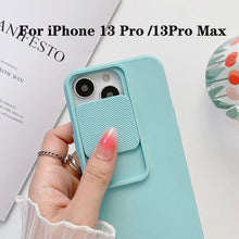 Load image into Gallery viewer, Camera Protection Case With Sliding Camera Cover Protective Design Soft Edges Protective Cover Camera Lens Protection Solid Phone Case For iPhone 13 14 12 Pro Max Mini Candy Color Cover For iphone