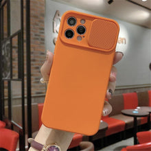 Load image into Gallery viewer, Camera Protection Case With Sliding Camera Cover Protective Design Soft Edges Protective Cover Camera Lens Protection Solid Phone Case For iPhone 13 14 12 Pro Max Mini Candy Color Cover For iphone
