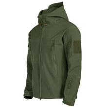 Load image into Gallery viewer, Camouflage Green Lightweight Soft Jackets Men Tactical Windproof Waterproof Jacket Men Outdoor Adventure Jackets Hooded Warm Winter Jacket Casual Winter Sport Warm Hooded Jackets