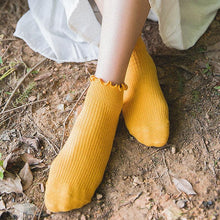 Load image into Gallery viewer, Candy High Quality Lace Solid Color Cute Sweet Girl Fashion Socks Pure Cotton Wood Ear Light Mouth Cotton Novelty Socks Unisex Crew Socks For Men And Women