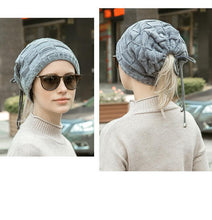 Load image into Gallery viewer, Caps Warmer Bonnet Casual Cap Winter Beanie Hats Hat winter hat Bobble Hat Winter Balaclava Women Bandana Baotou Cap Scarf Warm Thick Beanie Skellies Women Girls Cable Knit Soft Cute Beanie with Ears Detachable Pompom Fur Hat Girls