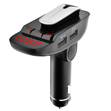 将图片加载到图库查看器,Car FM Transmitter with Wireless Earpiece 2 USB Charge Ports
