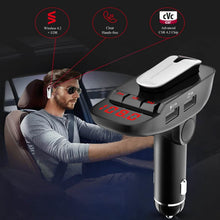 将图片加载到图库查看器,Car FM Transmitter with Wireless Earpiece 2 USB Charge Ports