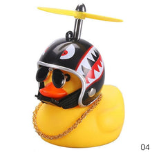 Load image into Gallery viewer, Car Goods Gift Broken Wind Helmet Small Yellow Duck Car Decoration Accessories Wind-breaking Wave-breaking Duck Cycling DecDuck Car Dashboard Decorations Rubber Duck Car Ornaments Cool Duck with Propeller Helmet Sunglasses Gold Chain or