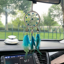 将图片加载到图库查看器,Car Interior Rear-view Mirror Hanging Decor Small Dream Catcher Boho Nature Feather Home Decor Handmade Grids Nature Feather Car Charms Pendant Accessories Gift