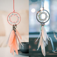 将图片加载到图库查看器,Car Interior Rear-view Mirror Hanging Decor Small Dream Catcher Boho Nature Feather Home Decor Handmade Grids Nature Feather Car Charms Pendant Accessories Gift
