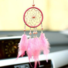 将图片加载到图库查看器,Car Interior Rear-view Mirror Hanging Decor Small Dream Catcher Boho Nature Feather Home Decor Handmade Grids Nature Feather Car Charms Pendant Accessories Gift