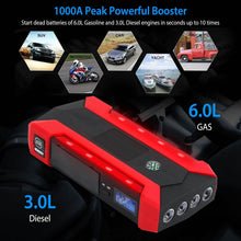 Load image into Gallery viewer, Car Jump Starter Booster with LCD Screen 4 Modes LED Flashlight